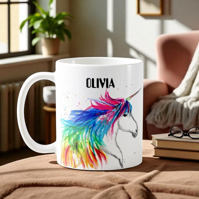Boho Rainbow Cute Girls Unicorn Kids Kaffemugg (Skapare uppladdad)