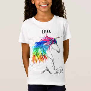 Boho Rainbow Cute Girls Unicorn Kids T Shirt