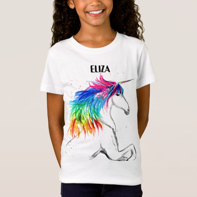 Boho Rainbow Cute Girls Unicorn Kids T Shirt (Framsida)