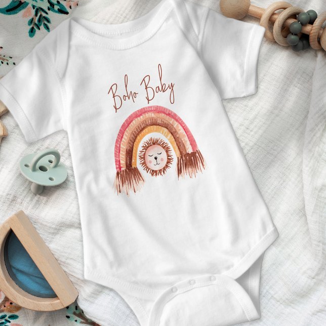 Boho Rainbow Cute Lejon Boho Baby T Shirt (Skapare uppladdad)