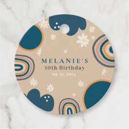 Boho Rainbow Daisy Beige Birthday Gåvor Etiketter