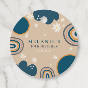 Boho Rainbow Daisy Beige Birthday Gåvor Etiketter
