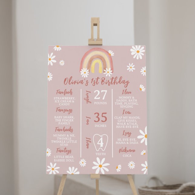 Boho Rainbow Daisy Birthday Milestone Sign Poster (Skapare uppladdad)