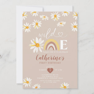 Boho Rainbow Daisy Flowers Vild En födelsedag Inbjudningar