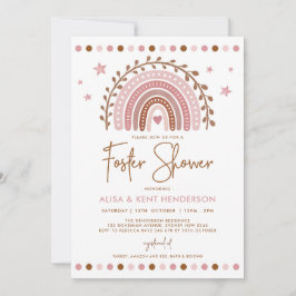 Boho Rainbow | Dämpad Rosa Terrakotta Foster Babys Inbjudningar