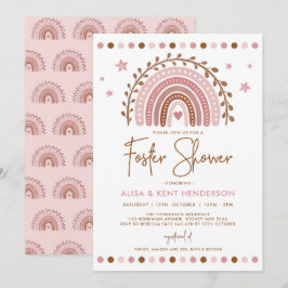 Boho Rainbow | Dämpad Rosa Terrakotta Foster Babys Inbjudningar