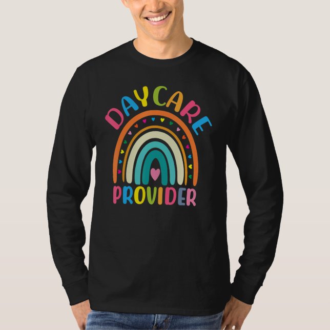 Boho Rainbow Daycare Provider Teacher-uppskattning T Shirt (Framsida)