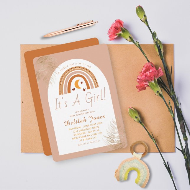 Boho Rainbow Det är en liten babyskugga. Inbjudningar (Skapare uppladdad)