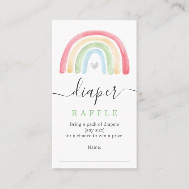 Boho Rainbow Diaper Raffle Baby Shower Card Tilläggskort (Framsida)