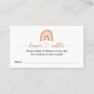 Boho Rainbow Diaper Raffle Baby Shower Card Visitkort