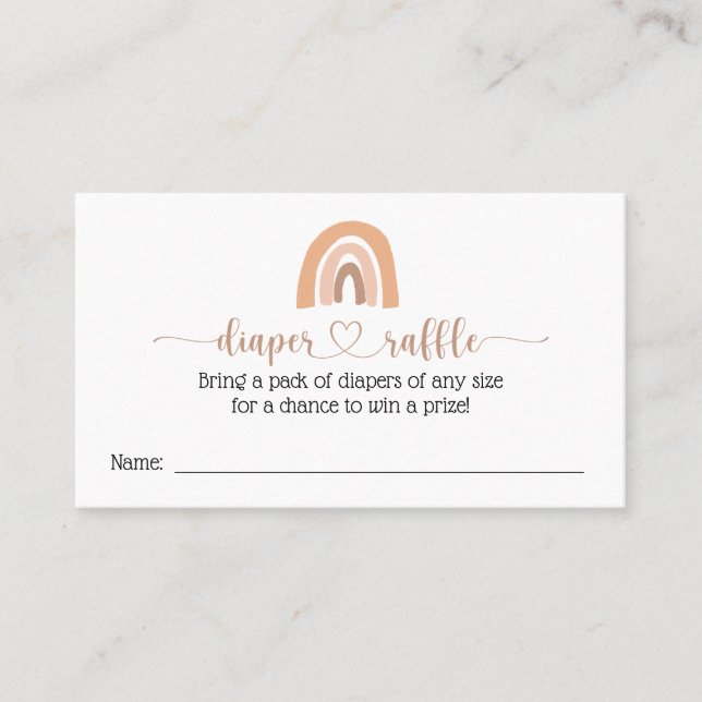 Boho Rainbow Diaper Raffle Baby Shower Card Visitkort (Framsida)