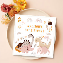 Boho Rainbow Dinosaur Födelsedagsfest Napkins Pappersservett