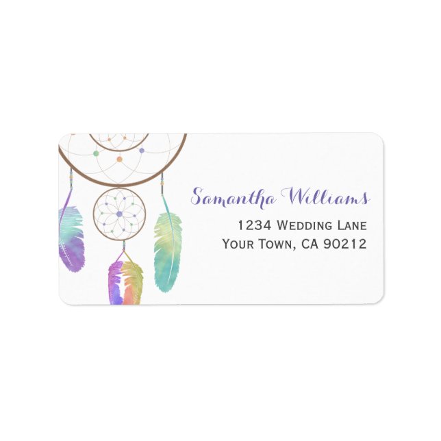 Boho Rainbow Dreamcatcher Adressetikett (Framsidan)