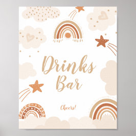 Boho Rainbow Drinks Pub Sign Poster