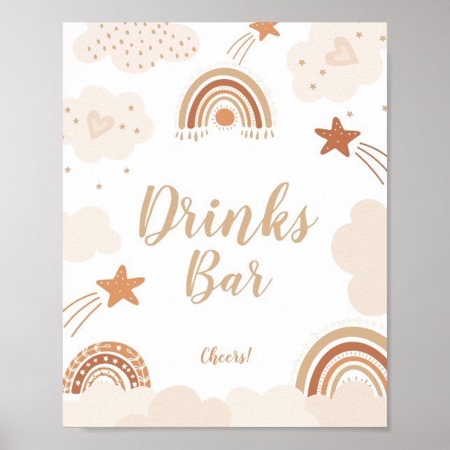 Boho Rainbow Drinks Pub Sign Poster (Framsidan)