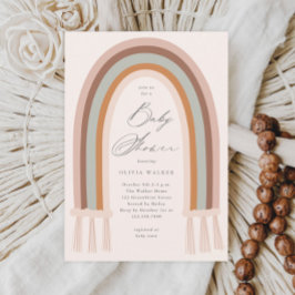 Boho Rainbow Earth Tone Baby Shower-inbjudan Inbjudningar