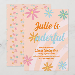 Boho Rainbow Earthy Första Födelsedag Onederful Fe Inbjudningar