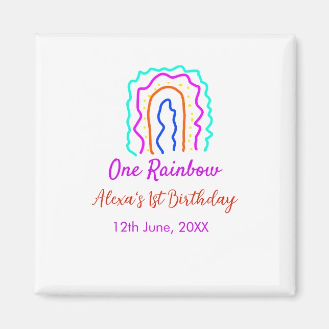 Boho Rainbow en födelsedagspungar en smart retro f Magnet (Framsidan)