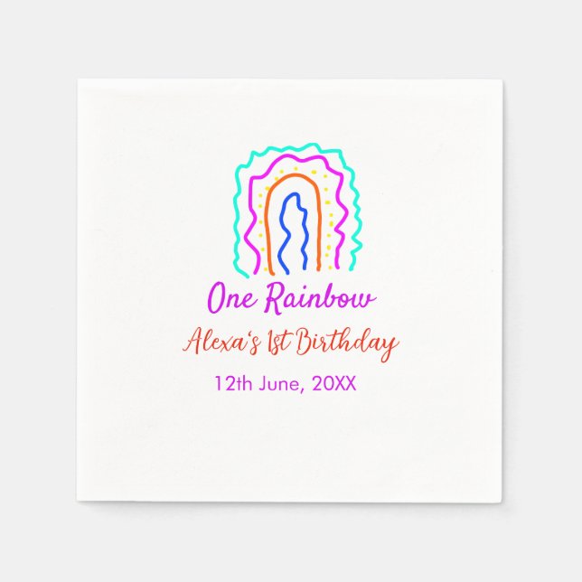 Boho Rainbow en födelsedagspungar en smart retro f Pappersservett (Framsidan)