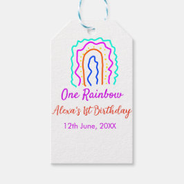 Boho Rainbow en födelsedagspungar en smart retro f Presentetikett