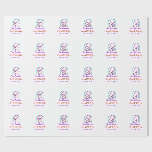 Boho Rainbow en födelsedagspungar en smart retro f Presentpapper (Platt)