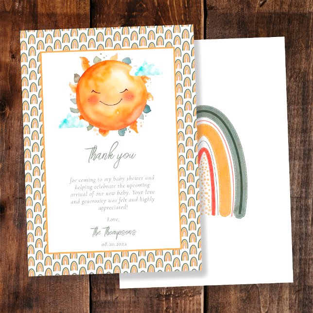 Boho Rainbow En Liten Solstråle Baby Shower Tack Kort (Skapare uppladdad)