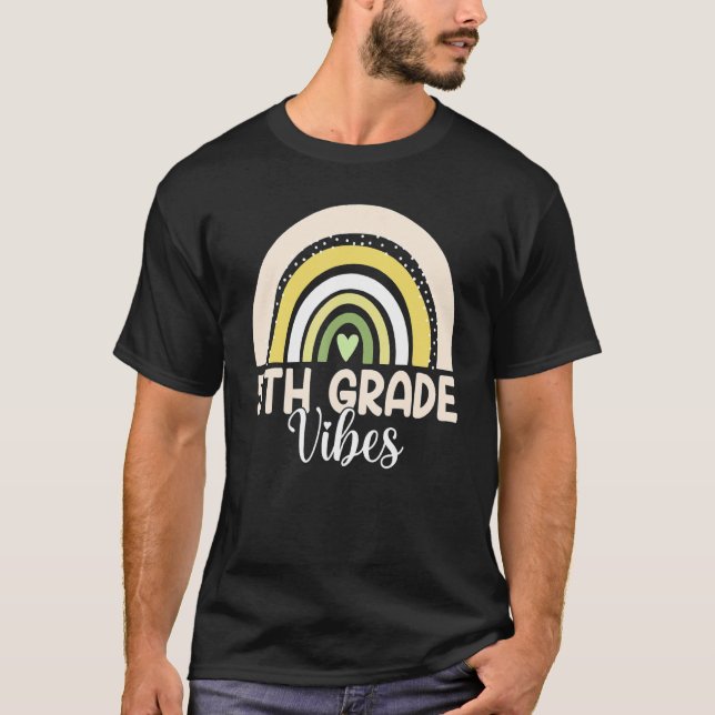 Boho Rainbow Fifth Grade Vibes 5th Teachers Back T T Shirt (Framsida)