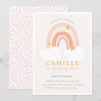 Boho Rainbow First Birthday Investigation Girl, Mu Inbjudningar