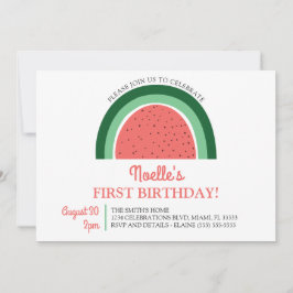 Boho Rainbow First Birthday, Watermelon Inbjudningar