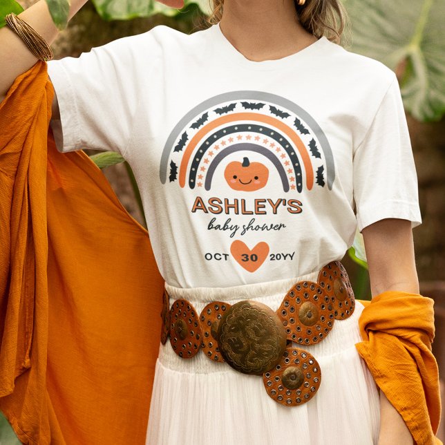 Boho Rainbow Fladdermus Orange Halloween Baby Show T Shirt (Skapare uppladdad)