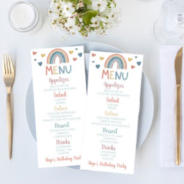 Boho Rainbow Födelsedagsfest Food Menu Meny
