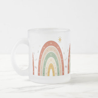Boho Rainbow Frostad Glas Kaffe Mugg eller Cute Ea