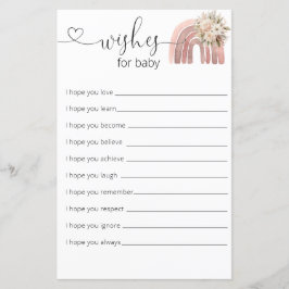 Boho Rainbow Girl Baby Shower Önskemål för Baby