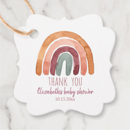 Boho Rainbow Girl Baby Shower Tack Gåvor Etiketter