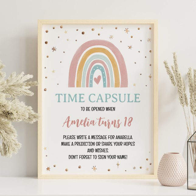 Boho Rainbow Girl Birthday Time Capsule-tecken Poster (Skapare uppladdad)