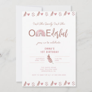 Boho Rainbow Girl Lolly Onederful Birthday Inbjudningar