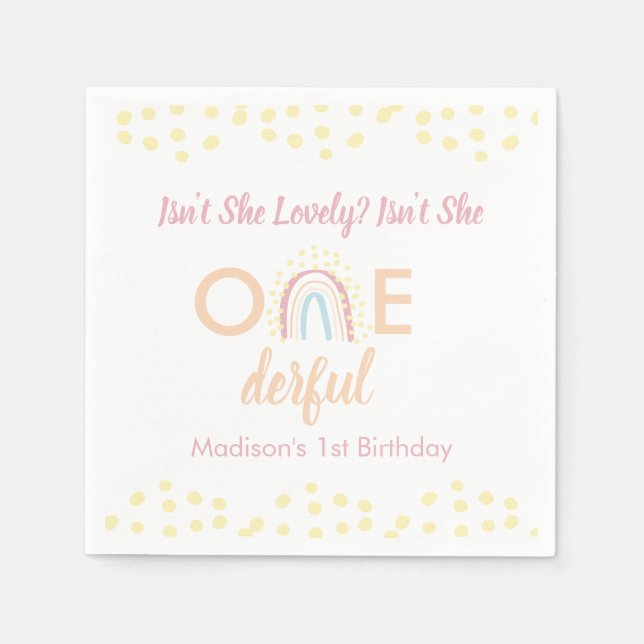 Boho Rainbow Girl Onederful Pappersservett (Framsidan)