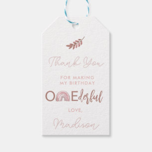 Boho Rainbow Girl Onederful Tack Gift Märkres Presentetikett