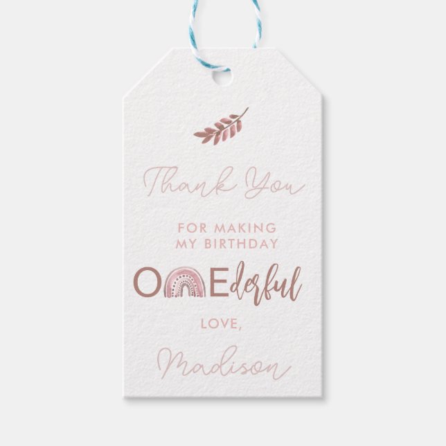 Boho Rainbow Girl Onederful Tack Gift Märkres Presentetikett (Framsidan)