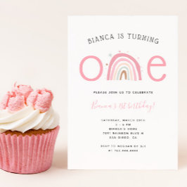 Boho Rainbow Girl's 1st Birthday Party Inbjudningar