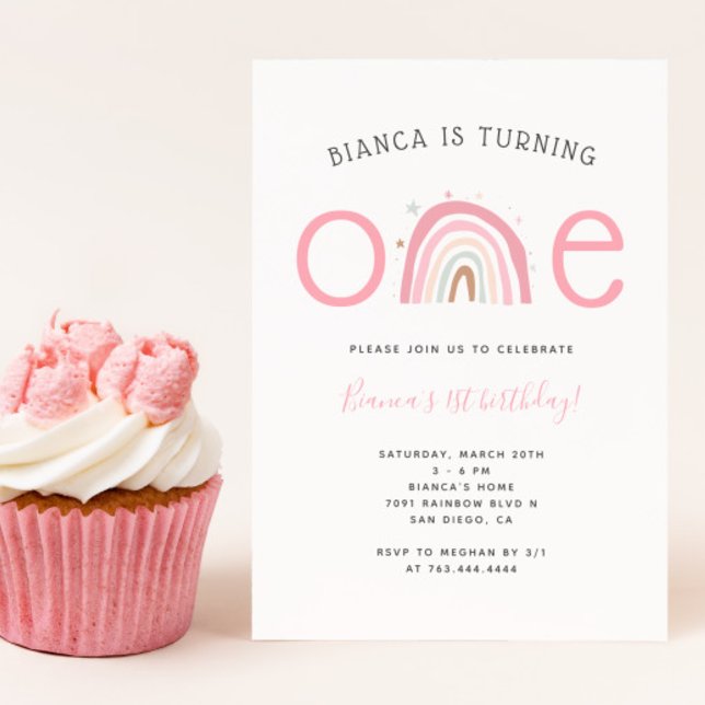 Boho Rainbow Girl's 1st Birthday Party Inbjudningar (Skapare uppladdad)