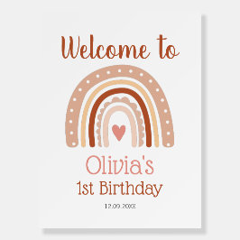 Boho Rainbow Girl's 1st Birthday Welcome Sign
