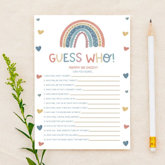 Boho Rainbow Gissa vem! Barnstödsspel (Skapare uppladdad)