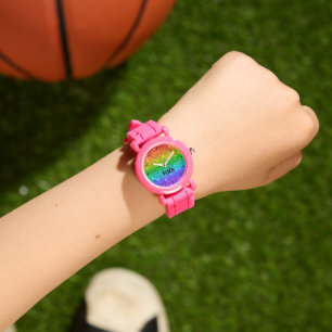 Boho Rainbow Glitter Cute Girls Rosa Kids Armbandsur