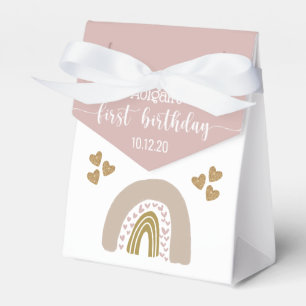 Boho Rainbow Glitter Heart First Birthday Favor Bo Presentaskar