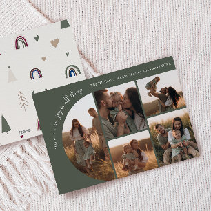 Boho Rainbow & Heart Arch Grönt Joy in all 5 Photo Julkort
