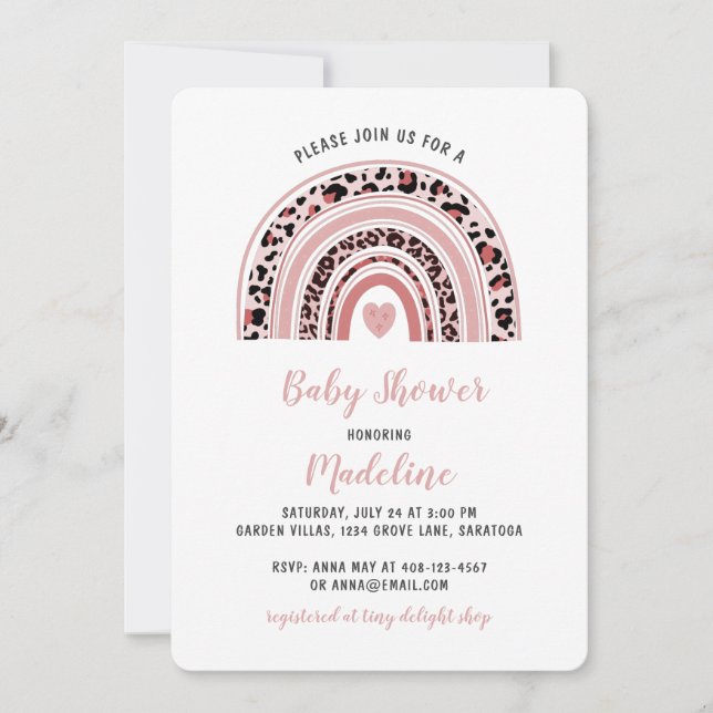 Boho Rainbow Heart Baby Shower Inbjudningar (Framsida)