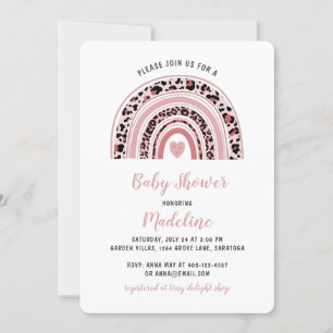 Boho Rainbow Heart Baby Shower Inbjudningar