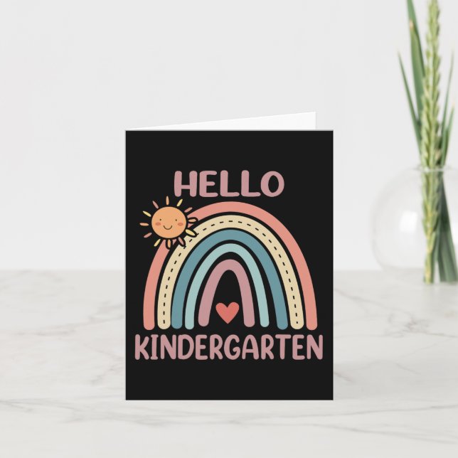 Boho Rainbow Heart för lärare Women Hej Kinder Kort (Framsida)