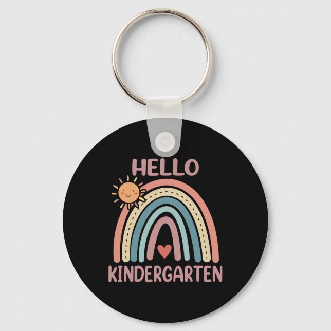 Boho Rainbow Heart för lärare Women Hej Kinder Nyckelring (Framsida)